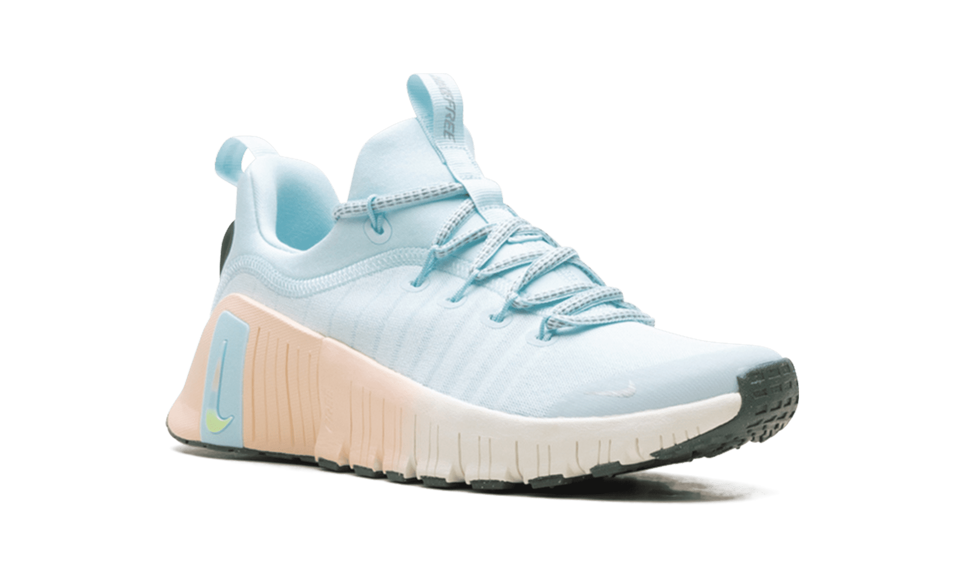 NIKE WOMENS Free Metcon 6 Premium Womens "Glacier Blue Washed Coral Vintage Green Metallic Silver" HV5228 474 HV5228 474 from Stadium Goods