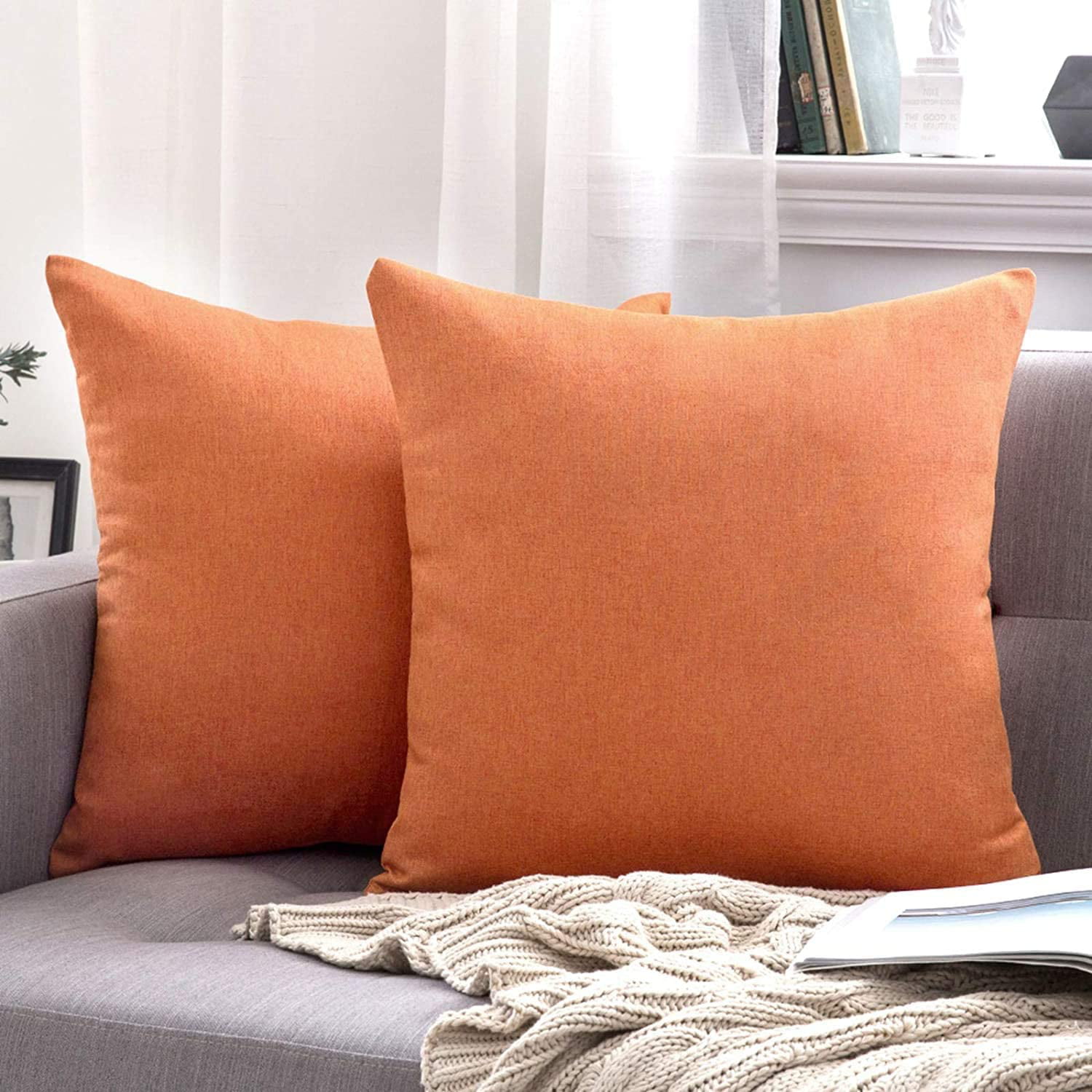 MIULEE Pack of 2 Fall Decorative Outdoor Solid Waterproof Throw Pillow Covers Garden Farmhouse Cushion Cases for Patio Tent Balcony Couch Sofa 12x20 Inch Orange 