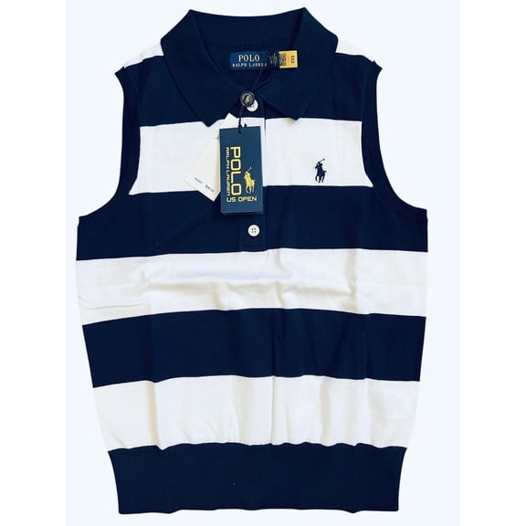 Polo Ralph Lauren Women’s US Open Logo Striped Pullover Navy Blue Size XS Limited Edition