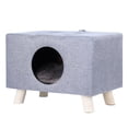 thumbnail image 4 of ASKMZ Pet Bed Cat Cave Cat Nest Wood Pet House Cat Cave with Mat Cube House for Cats and Small Dogs, Cotton Linen Cover, Solid Wood Legs, 4 of 9