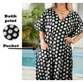 thumbnail image 5 of HAPPY BAY Women's Batik Sleepwear Caftan Maxi Loungewear Dashiki House Dress with Pockets Nightgowns for Women Plus Size 2X-3X Polka Dots, Black, 5 of 5
