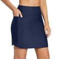 thumbnail image 1 of GPOECD Short de Planche pour Femmes, Jupe de Bain Taille Haute avec Short Intégré, Style Robe, Bas de Maillot pour Femmes, Bleu Marine, TTG, 1 of 9