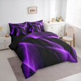 thumbnail image 3 of Manfei Purple Wave Ribbon Bedding Comforter Set 7 Pieces,Geometric Geometric Lines Full Bedding Set,Minimalist Stripes Aesthetic Fitted Sheet Flat Sheet,Breathable Room Decor,Reversible, 3 of 8