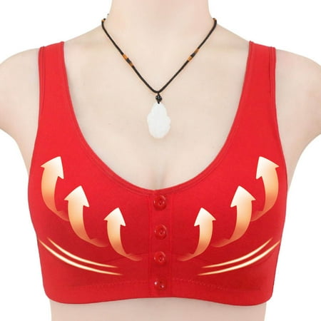 Crunowin Women s Sexy Adjustable Bra  Wire Free Comfort Fashion Solid Color Push Up Full Coverage Everyday Underwear Red 50/115