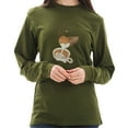 thumbnail image 3 of Plus Size Latte Art Graphic Long Sleeve Crewneck Tee - Army Green 3XL, 3 of 4
