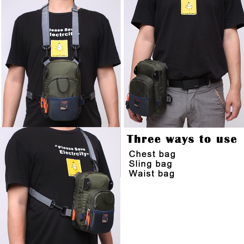 Kylebooker Lightweight Small Fly Fishing Chest Bag Waist Pack Fishing Accessories, Green