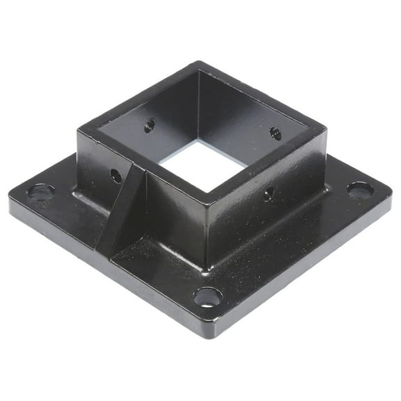 2 1/2" Aluminum Fence Post Floor Flange - Deck Mount Black - Single Flange for 2.5" Square Posts - Durable Die Cast Aluminum Base for Deck & Fence Building