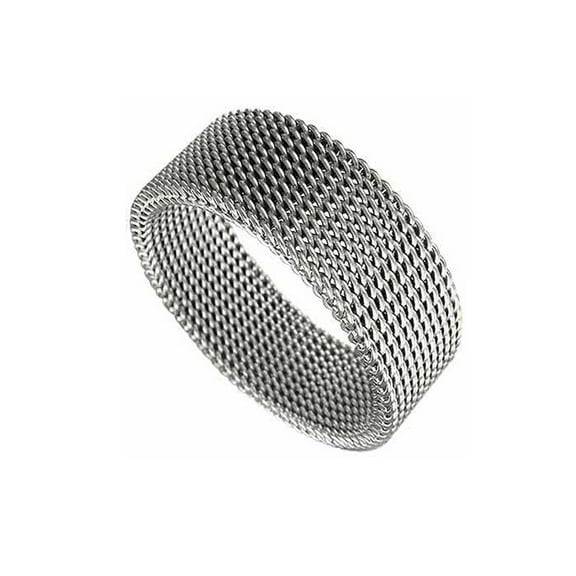 iJewelry2 Silver Tone Stainless Steel Mesh Net Flexible Band Ring