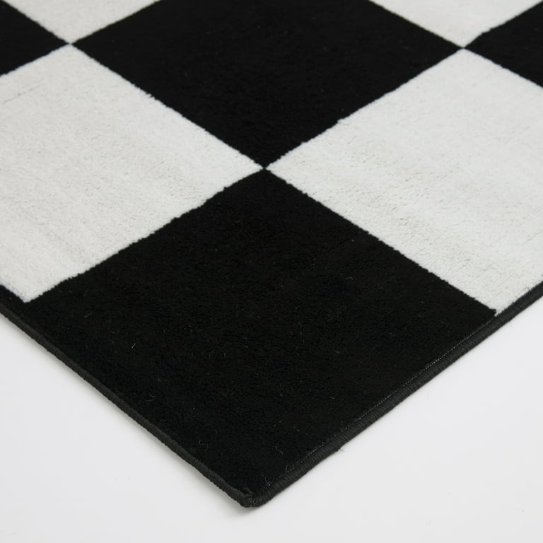 Mainstays Black & White Checkered Area Rug - Walmart.com