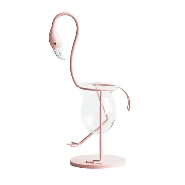 Diconna vase en Fer Forgé animal Mignon Flamant Rose