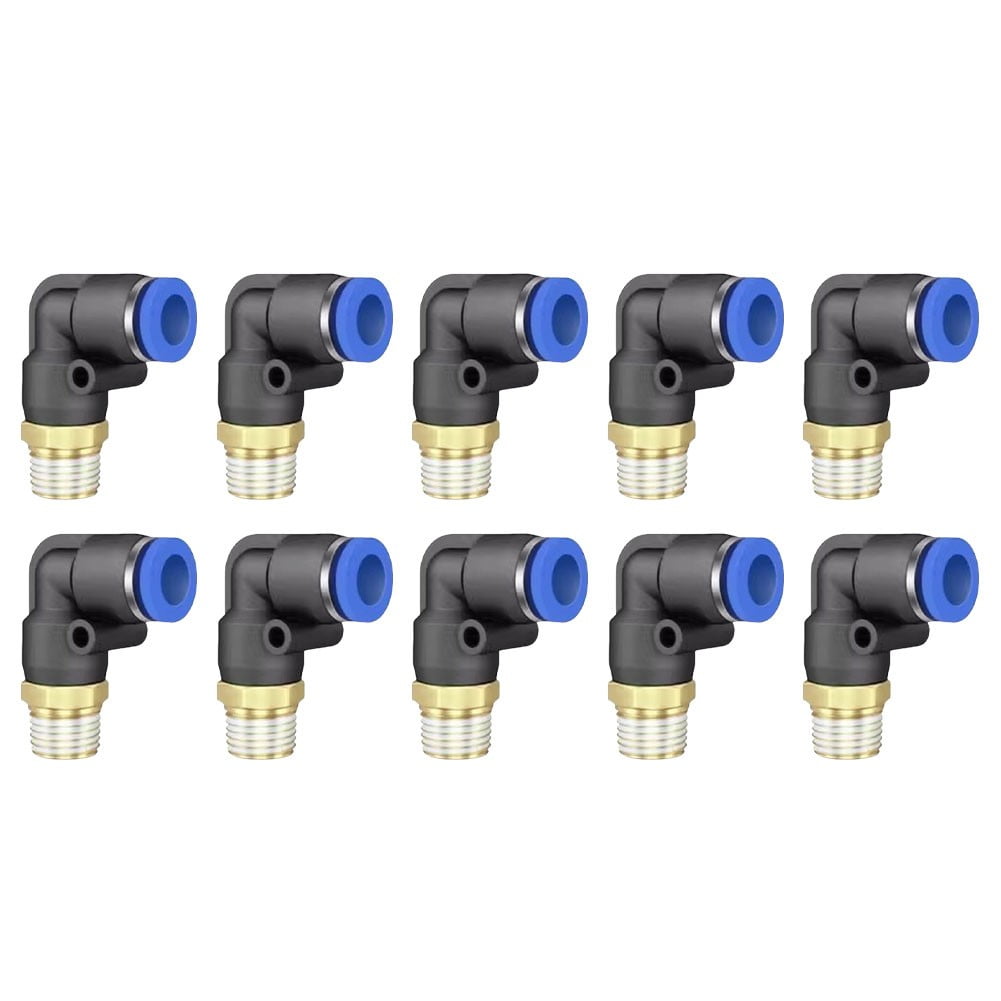 Novixy 10 Pack PL6-02 Pneumatic Push In Fitting, 360° Rotatable Air Line Connector for 6mm OD PU Nylon Tube, Leakproof Brass Quick Release Joint with 1/4 Inch Thread