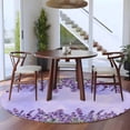 thumbnail image 3 of Large Round Rug 8Ft Washable Non-Slip, Purple Lavender Circle Area Rugs for Living Room Bedroom, Spring Watercolor Wild Flowers Plant Indoor Floor Mats Carpet Runner for Home Decor, 3 of 8