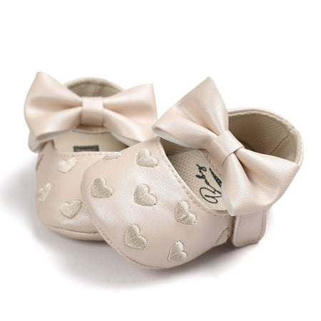 

Girls Baby PU Leather Mary Jane Shoes Love Heart Embroidery Princess Anti-slip for Infant Toddler First Ballet Flats
