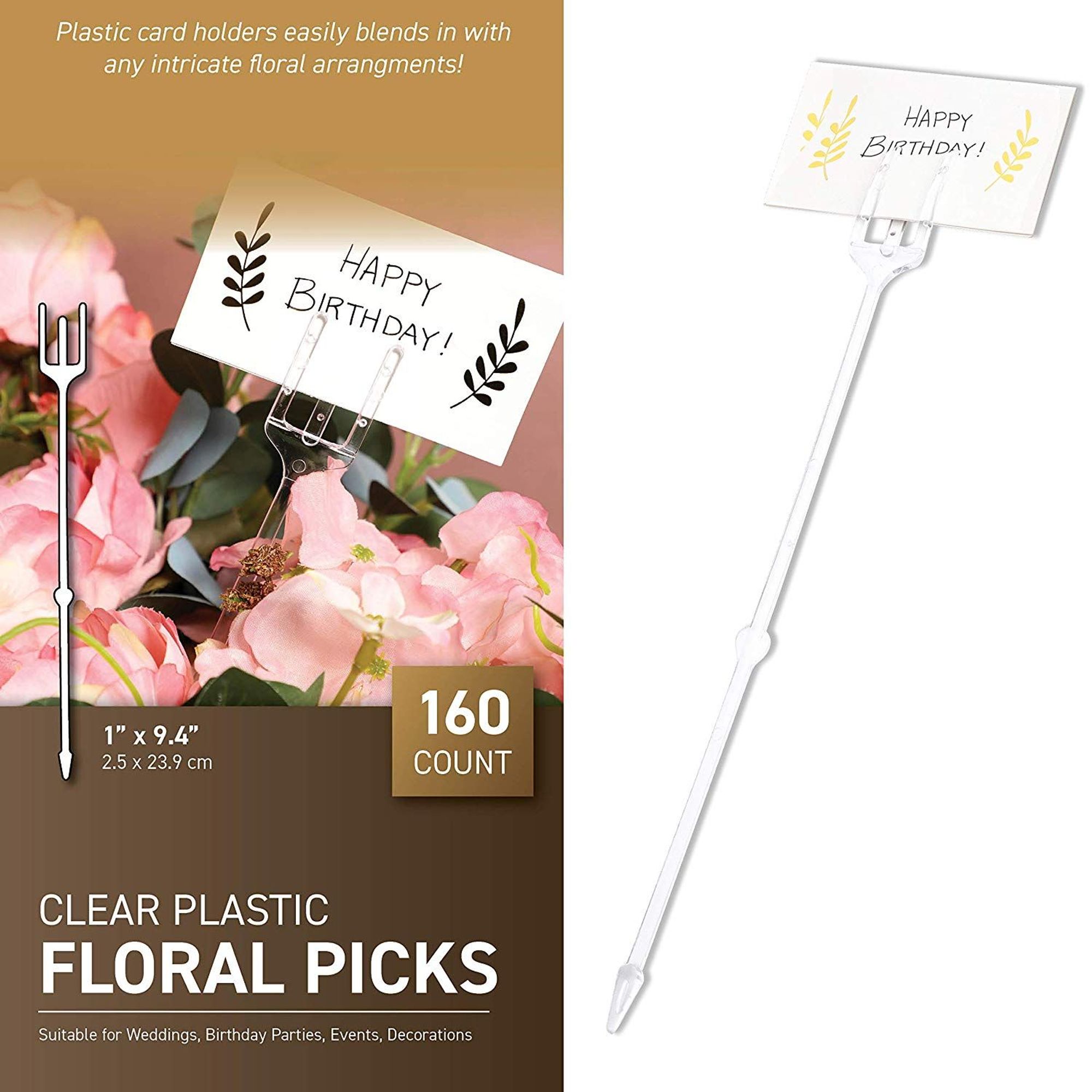 Plastic 9.5 inch Floral Pick Card Holders (160 Count)