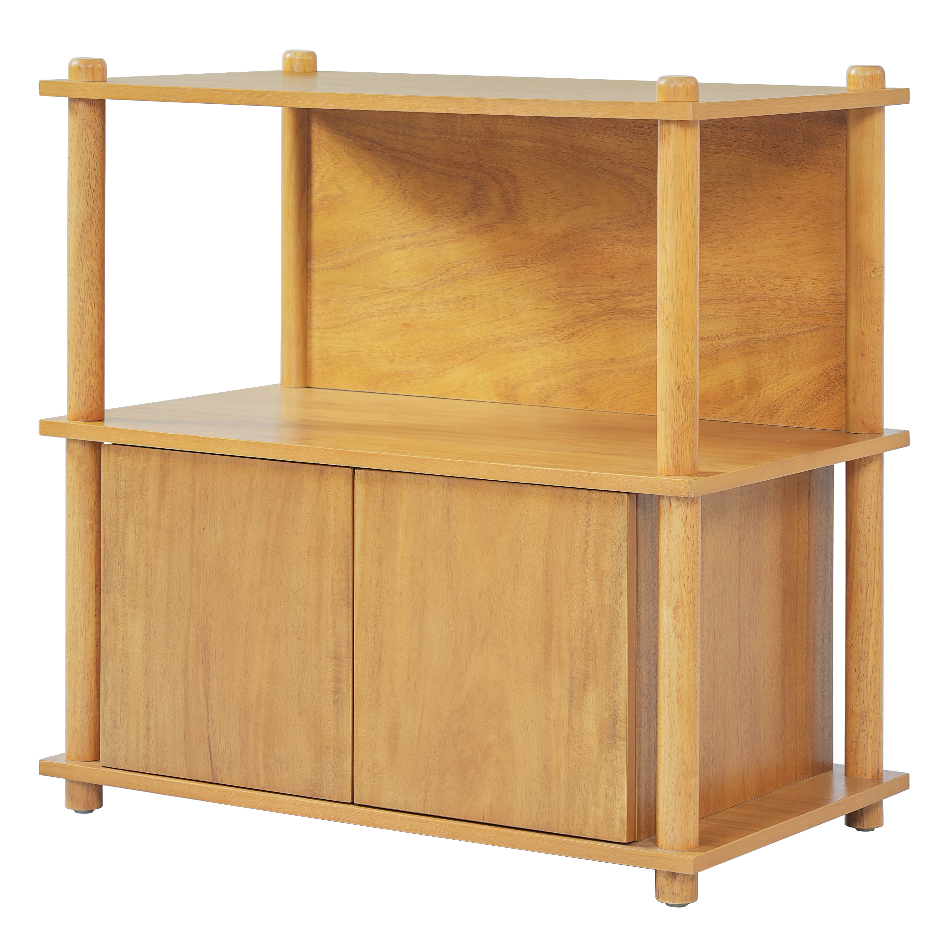 Wood Nightstand,End Table Side Table with Open Shelf & Storage Cabinet,Farmhouse Accent Table Bedside Table for Small Spaces,Living Room,Bedroom