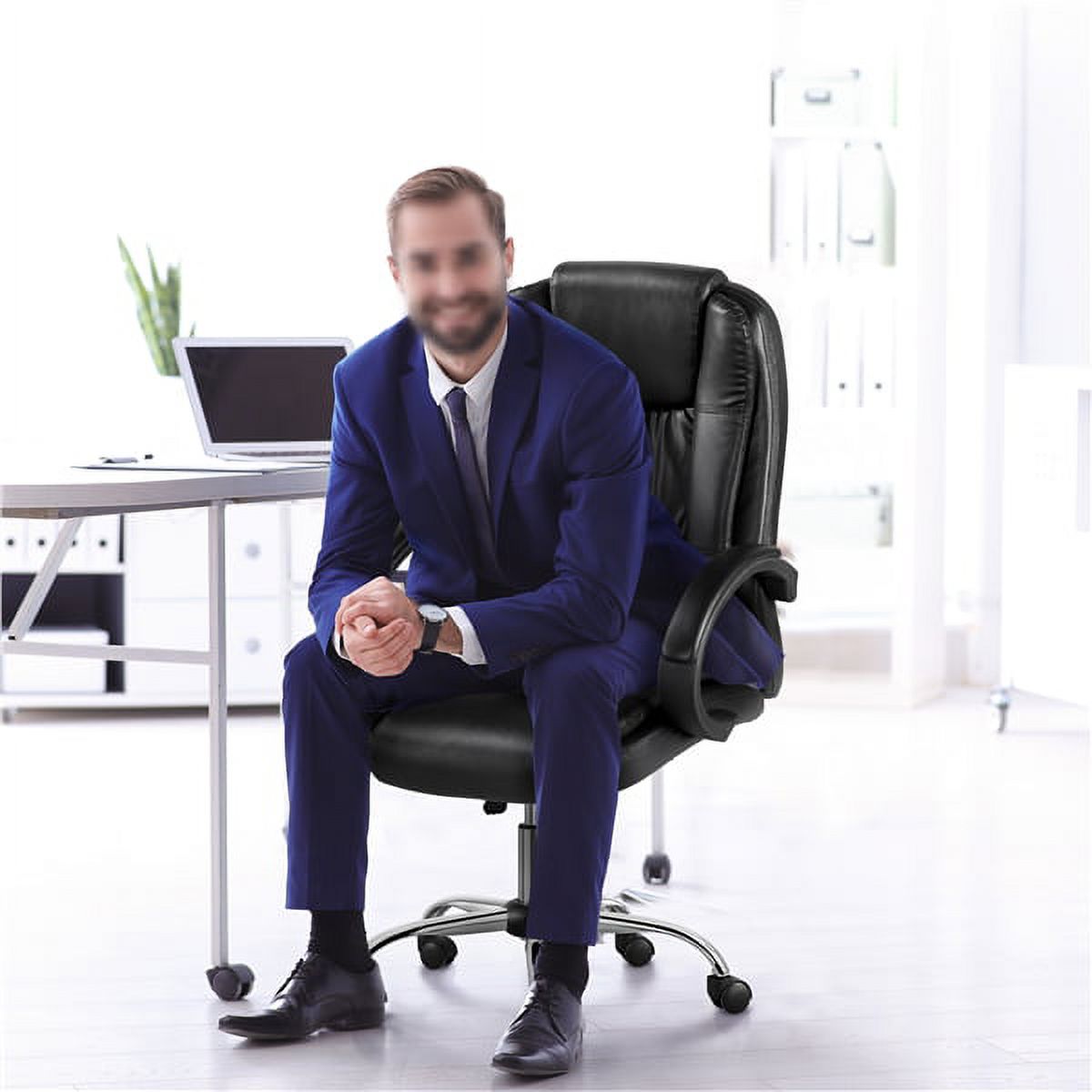 Alden Design Adjustable High Back Ergonomic Faux Leather Swivel Office Chair, Black - image 4 of 13
