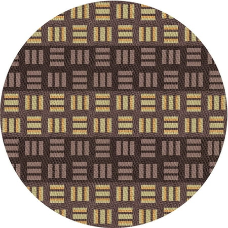 

Ahgly Company Indoor Round Patterned Bakers Brown Area Rugs 7 Round