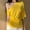 Yellow 1, variant on Aobny Elegant Vacation Tops Women Black One shoulder T-Shirt Elbow-Length Crew Neck Womens Fashion Tops