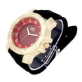 thumbnail image 4 of Charles Raymond Bling-ed Out Hip Hop Rubber Bullet Band Mens Watch and Iced Cuban Bracelet - RWC2021 (GJM Blk Red Glitter Gold), 4 of 7