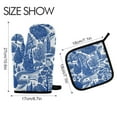 thumbnail image 2 of Yayeee Oven Mitts and Pot Holder Set of 2 Heat Resistant Kitchen Gloves Baking Hot Pad, Blue Garden Pattern, 2 of 5