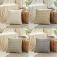 thumbnail image 4 of Fancy Homi 4 packs Neutral Decorative Throw Pillow Covers 18x18 inch for Living Room Couch Bed Sofa, Rustic Farmhouse Boho Home Decor, Soft Plush Striped Corduroy Square Cushion Case 45x45 cm, 4 of 6