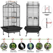 Alden Design Rolling Metal Large Bird Cage Parrot Cage with Stand Open Playtop