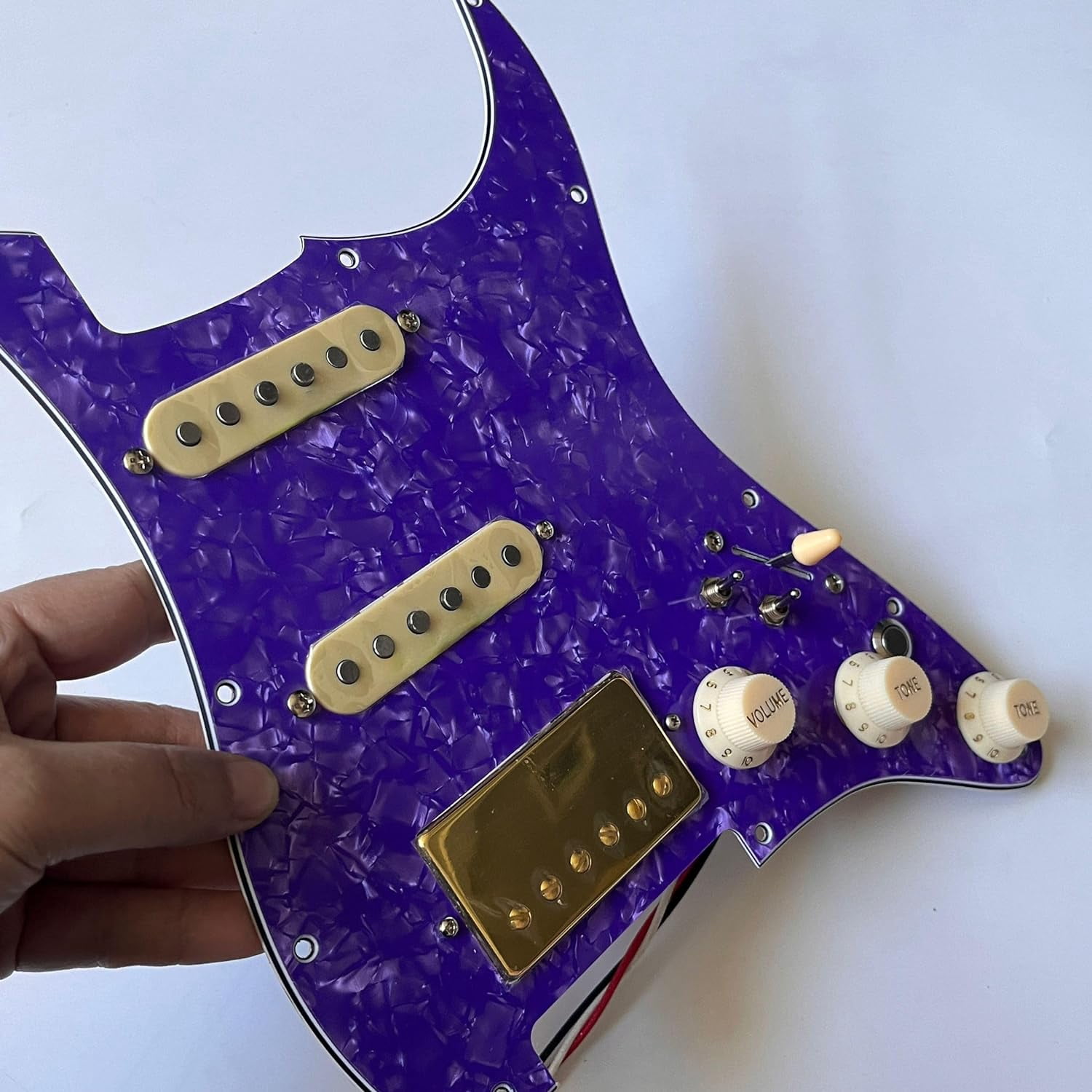SSH Prewired Guitar Strat Pickguard Set With Silent Switch Kill Swith Ainico 5 Humbucker Pickups Coil Splitting Switch Multi Switch Harnesses ,For Fender ST Electric Guitar Part Replacement