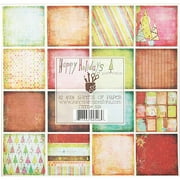 Happy Holidays Paper Pad 8X8 32 Sheets, 2 each of 16 Designs