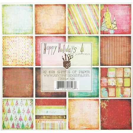 Happy Holidays Paper Pad 8X8 32 Sheets, 2 each of 16 Designs