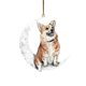 thumbnail image 1 of Colgante de espejo retrovisor de coche, colgante de perro sentado en la Luna, lindo adorno colgante de cachorro de peluche, llavero, decoración de Navidad, 1 of 4