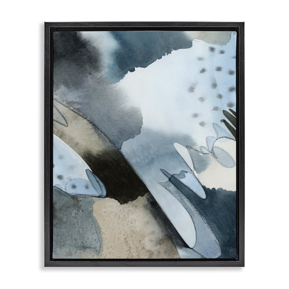Stupell Industries Contemporary Abstract Blue Accent Forms Black Floating Frame Canvas Art, 17 x 21, by Grace Popp