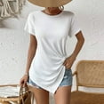 thumbnail image 2 of Women Blouses Womens Soft Tee Shirts Shirt Workout Women Long Sleeve Mens Shirts 5 Short Petite Long Sleeve Tops Tunic Sweater Juniors Slim Fit Womens Tunic Tips Athletic Spandex White M, 2 of 9