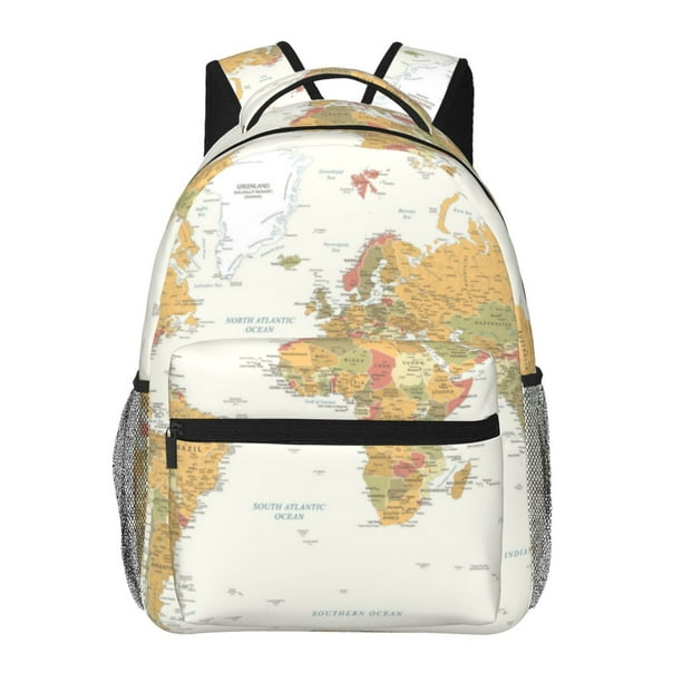 Easygdp World Map 1 Mochila Ergonómica Versátil para Laptop - Múltiples Bolsillos, Correas Ajustables, Unisex para Escuela, Viajes y Actividades al Aire Libre-One Size
