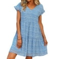 thumbnail image 3 of Tnhcen Women's Summer Print Knee-Length Dress V-Neck Pleated Loose Swing Dresses, 3 of 6