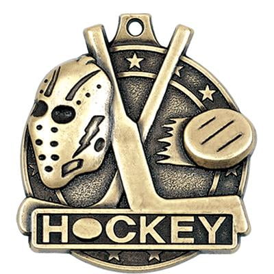 Hockey Medals, 2" Gold Diecast Hockey Medal Award 50 Pack