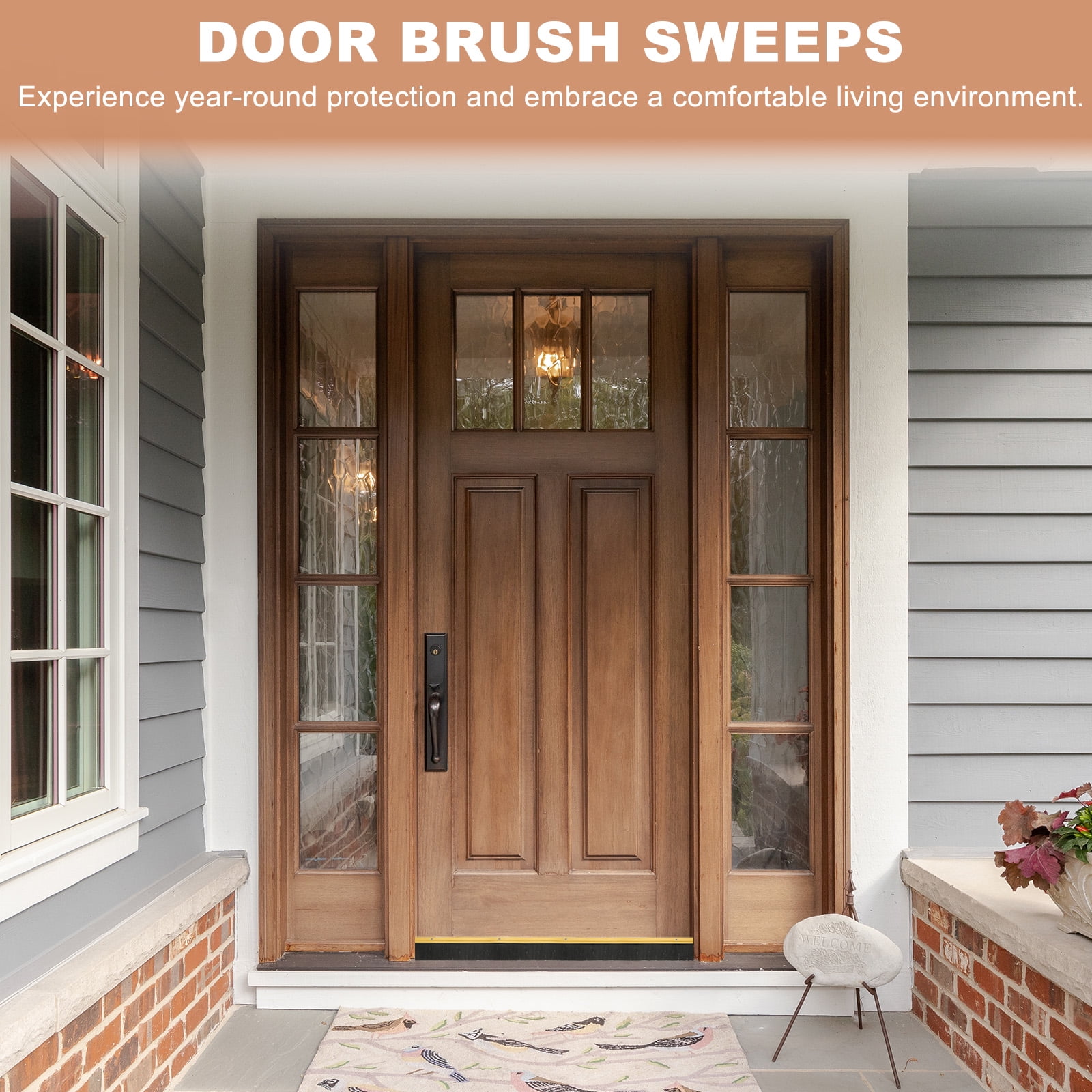 Uxcell Door Brush Sweeps, H-shape Aluminum Alloy Holder Door Sweep for Bottom of Door Seal Garage Silver 0.39" x 39.37"