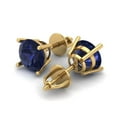 thumbnail image 2 of Clara Pucci 3Ct Blue Sapphire Round Cut VVS1 Screw Back Stud 18k Solid hypoallergenic Gold Designer Earrings For September, 2 of 7