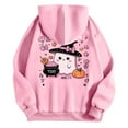 thumbnail image 3 of YDFCWXW Fall Hoodies for Women Oversized Halloween Cute Pumpkin Ghost Graphic Long Sleeve Sweatshirt With Pocket Pullover Shirt Top (Pink, M), 3 of 5