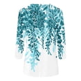 thumbnail image 4 of Sexy Tops for Women Fall Floral Print Shirts 3/4 Sleeve Crew Neck Plus Size Tshirts Casual Loose T-Shirts Cute Tops for Women Fall Fall Outfits for Women 2024 (Sky blue), 4 of 5