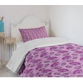 thumbnail image 4 of Ambesonne Purple Quilted Bedspread Set 2 Pcs, Nature Inspired Flora, Twin Size, Purple Lilac Dark Purple, 4 of 6