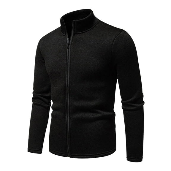 DHFJKG Men's Lightweight Jackets Light Warm Full Zip Up Slim Fit Stand Collar Cotton Blend Coat Solid Color Business Work Casual Dress Comfort Outerwear