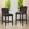 thumbnail image 4 of Home Square 30" Tufted Faux Leather Height Bar Stool in Vintage Brown - Set of 2, 4 of 11