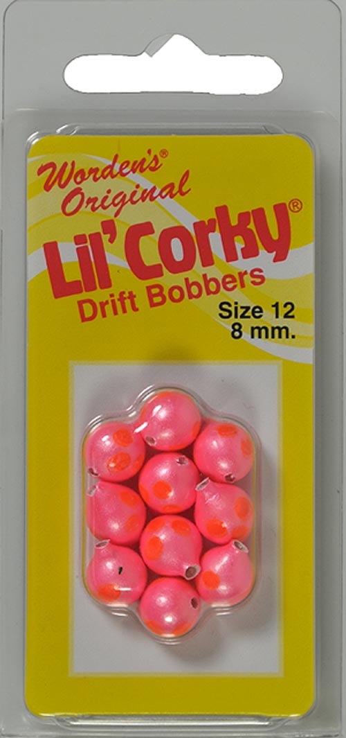 Yakima Bait Worden's Original Lil' Corky 5/16" Drift Bobbers, Pink Taffy, Size 12, 8 mm, 10 Count