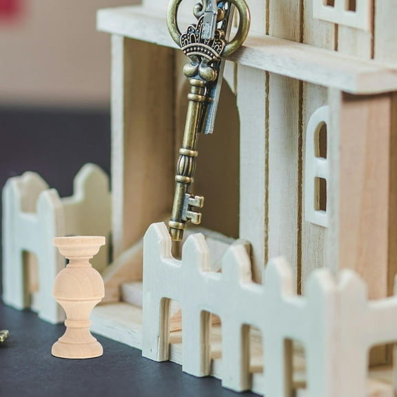 WORGEOUS 4pcs Solid Wood Small Decorative Baluster Column European Style Entry Table Decor Round Wooden Base