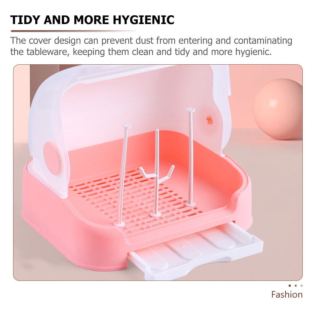 TABLZONE Kitchen Bottle Drying Rack with Cover, Space-Saving Organizer, PP Material, Easy to Clean and Store