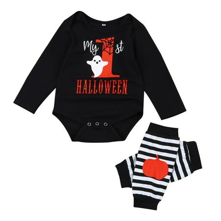 mosunx baby boys girls halloween pumpkin long sleeve romper leg warmers outfit sets walmartcom