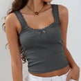 thumbnail image 4 of Douhoow Women Ribbed Tank Tops Slim Fit Vest Camisole Scoop Neck Sleeveless Lace Trim Cami Tops, 4 of 8