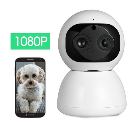 Wireless IP Camera 1080P with Dual-lens Telephoto & Wide-angle 360 Degree Viewing 2 Way Audio Smart WIFI Camera Panoramic Cam Motion Detection Indoor Pan Tilt Zoom with APP Control Nanny Cam for (Best Nanny Cam App)