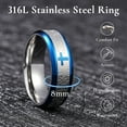 thumbnail image 6 of King Will 316L Stainless Steel Men Wedding Band - 8mm Sliver Lord's Prayer Cross Ring with Bible Words Engraved High Polished Blue Edge Comfort Fit Size 10, 6 of 7