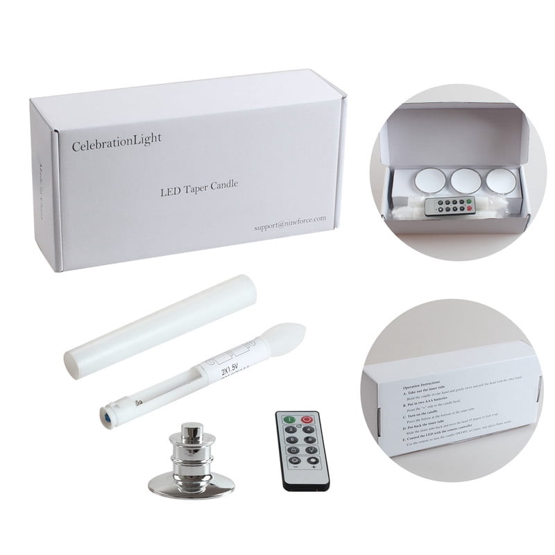 6Pcs Flameless Electric Taper Candles with Remote Control Timer, Flickering 3D Wick Effect Battery Operated LED Candlesticks for Christmas Windowsill Decor